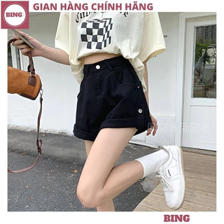 Quần short kaki nữ sắn gấu cạp cao bo chun ống rộng, Quần sooc gấp gấu mặc được 2 kiểu cực tộn dáng trẻ trung - BING