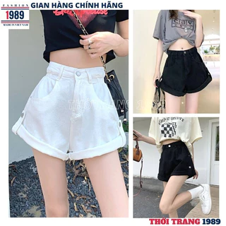 Quần short nữ ❤️quần đùi nữ❤️ chất kaki jean co dãn lưng cao về hai màu trắng đen -THỜI TRANG 1989