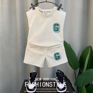 Đồ Bộ Bé Trai KIDSHOUSE, Bộ Sát Nách In Chữ G Chất Cotton Co Giãn 4 Chiều Cho Bé Từ 7-28kg