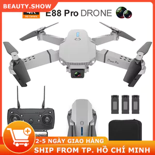 Flaycam, Máy Bay Điều Khiển Từ Xa E88 Pro Drone 4K HD Camera Kép Có Định Vị 1080P WiFi Tặng Kèm Pin Dự Phòng