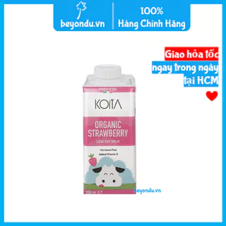 Sữa ít béo vị dâu hữu cơ Koita 200ml - Organic Strawberry Low Fat Milk (cập nhật date mới nhất)