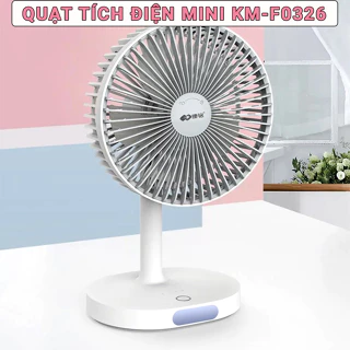 Quạt tích điện F0326 Corisu 3 chế độ gió dung lượng lớn 3600Amh quạt êm chống ồn tích điện 4-5 giờ có đèn led