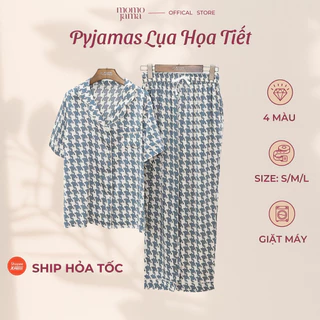 Bộ đồ ngủ mặc nhà nữ MOMOJAMA bộ pijama dài tay quần dài chất lụa hình cao cấp bộ quần áo mặc nhà thanh lịch cho nữ