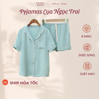 Bộ đồ ngủ mặc nhà MOMOJAMA pijama ngắn tay quần đùi chất lụa mềm mại, thoáng mát cao cấp thanh lịch