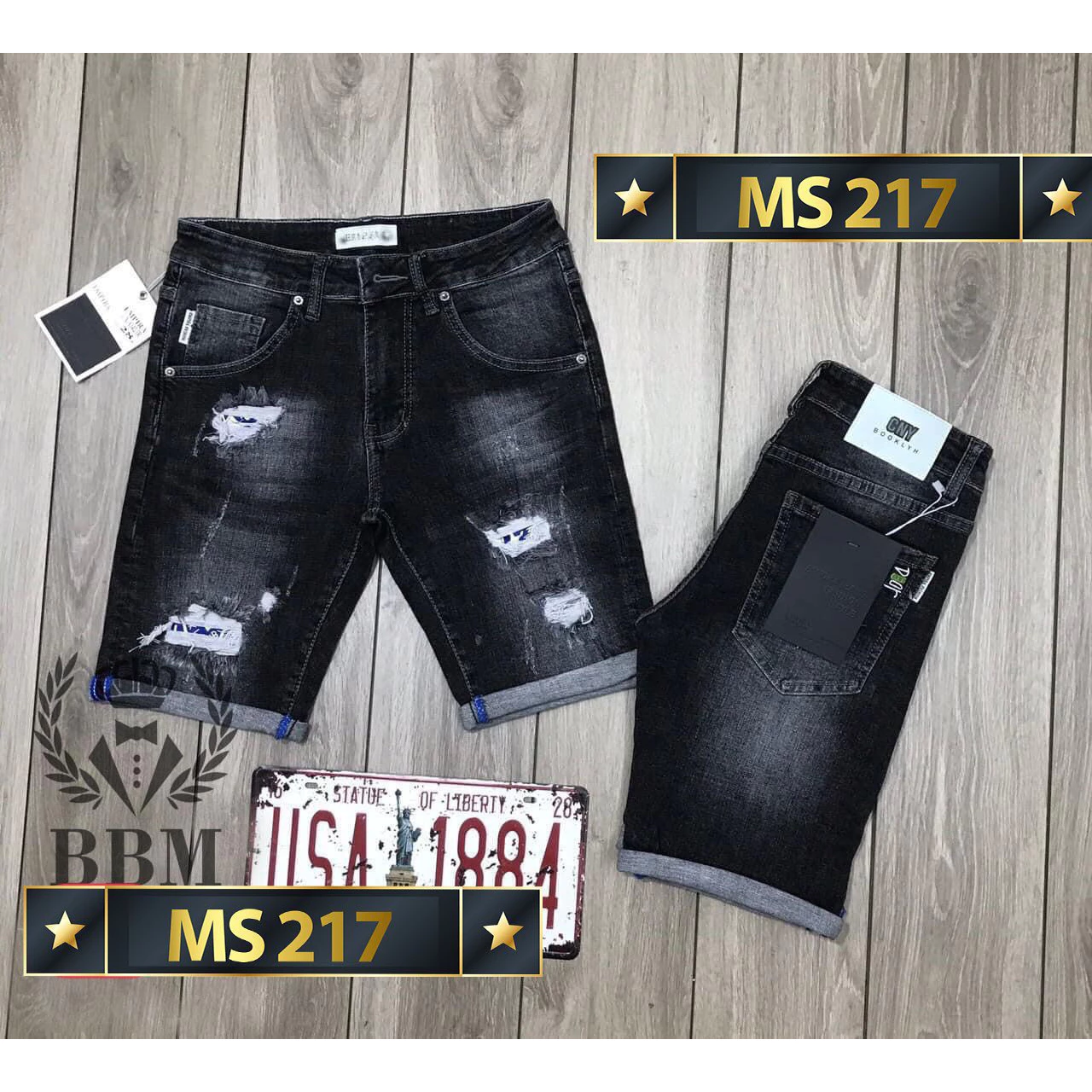 Quần short jean nam co giãn, quần bò lửng nam rách nhiều màu thời trang Bi shop ms261