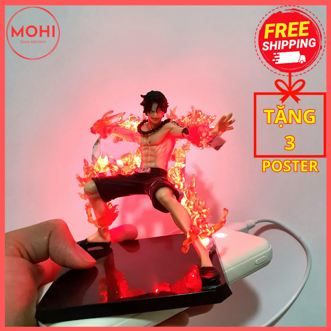 Mô hình One Piece ACE Có bản Led, có hộp màu cao16cm -Mô hình One Piece (Tặng Poster miễn phí )