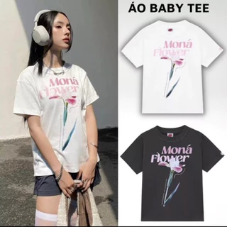 Áo thun baby tee in hoa FLEUR TRẮNG, Áo phông form baby tee