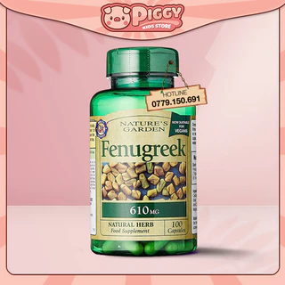 [Date T2/2025] Viên lợi sữa cỏ cà ri Nature’s Garden Fenugreek 610mg hộp 100 viên Anh