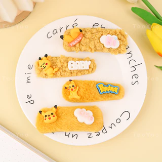 Kẹp tóc mái phối lông Pikachu handmade dễ thương cute TooYoo BK00012