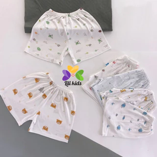 Quần Đùi Chục Thun Lạnh Trắng Họa Tiết Siêu Mềm, Mát Cho Bé Trai, Bé Gái (Size 6-16kg) 1 Chiếc