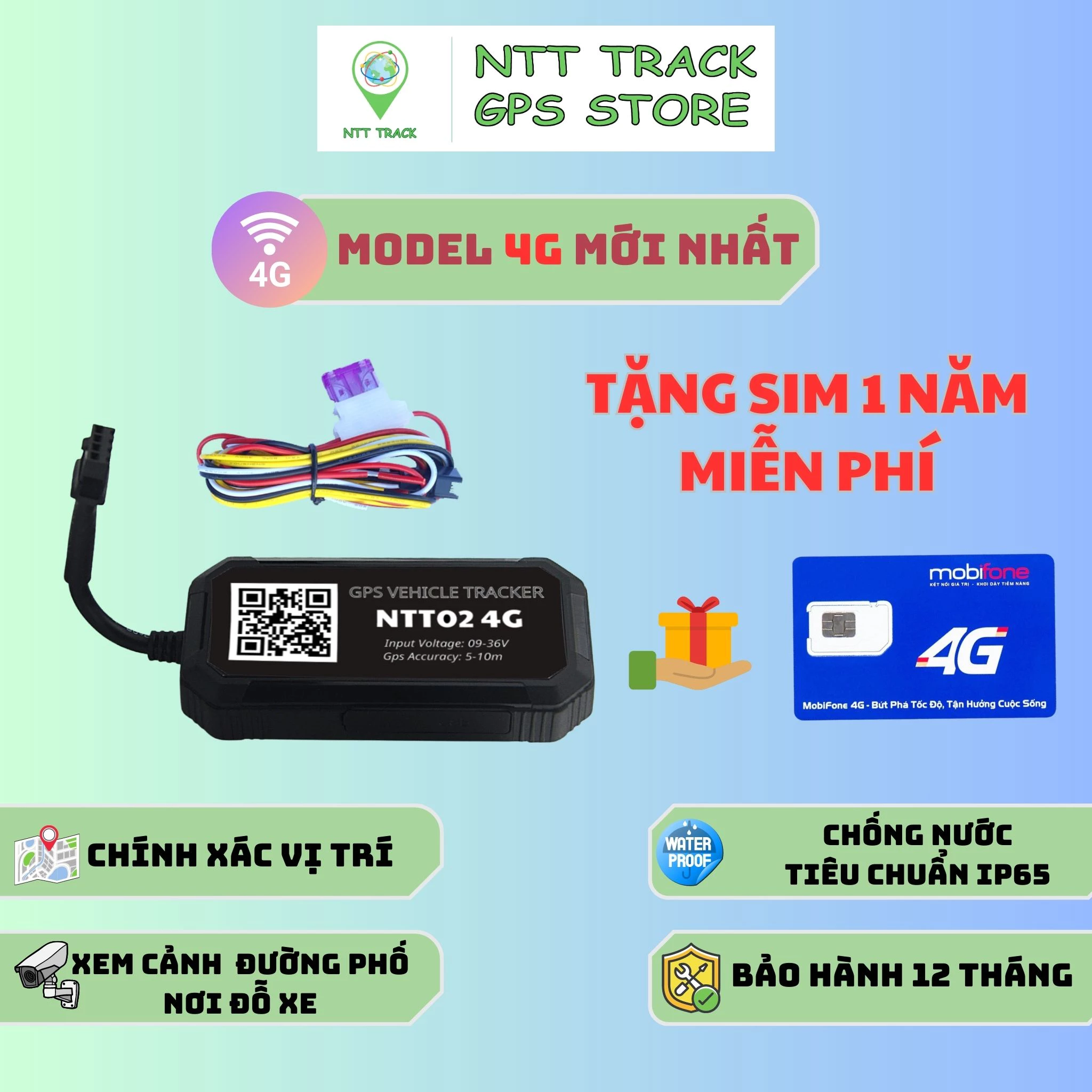 Thiết bị gps định vị xe máy ô tô NTT02 phần mềm tiếng Việt miễn phí