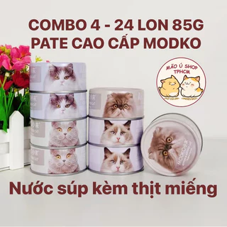 [COMBO 4-24 LON 85G] PATE MODKO CAO CẤP CHO MÈO TỪ 2 THÁNG TUỔI - DẠNG THỊT MIẾNG VÀ NƯỚC HẦM