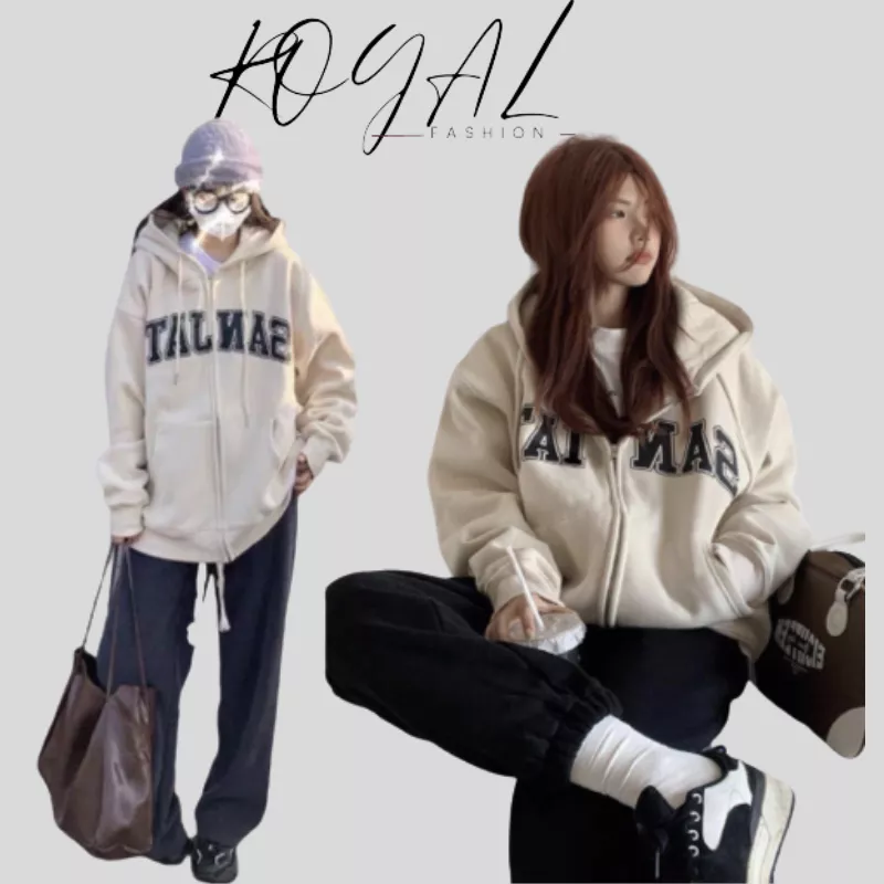 Áo khoác nỉ Hoodie zip SANJATI ,chất nỉ dày dặn hàng chuẩn form cá tính  ROYAL FASHION