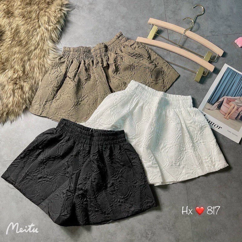 Quần shorts nữ dập nổi 3D xốp phồng hàng đẹp xinh xắn-Quần sooc nữ xốp phồng