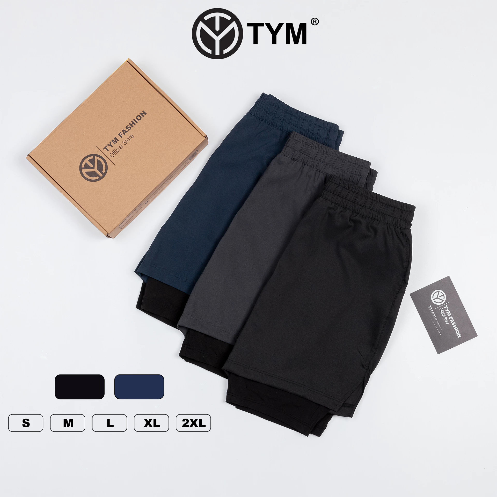 Quần tập Gym Thể Thao Nam 2 lớp TYM có 2 túi trước - vải CoolMax Mềm mại Thấm hút Co dãn tốt QMT003