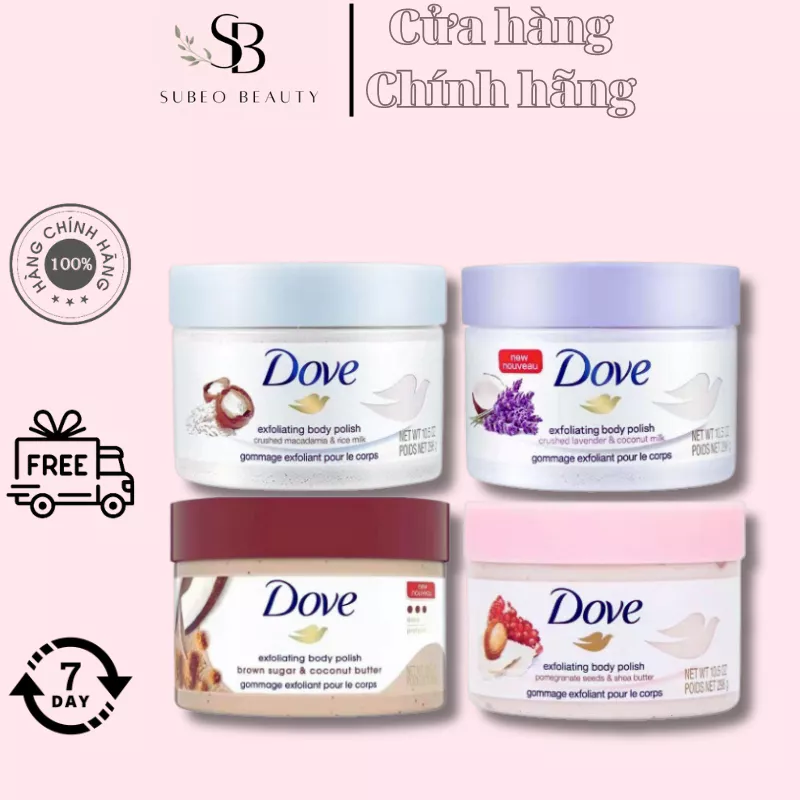 Tẩy Da Chết Toàn Thân DOVE ( MỸ, ĐỨC ) Chăm Sóc Da Dưỡng Trắng Cấp Ẩm Exfoliating Body Polish - Subeo beauty