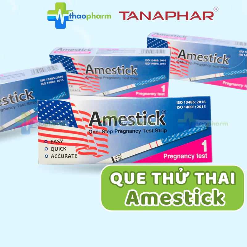 Que thử thai Amestick - giao hàng che tên, bản nhỏ, bản to 4mm và 5mm, test thử thai nhanh, chính xác