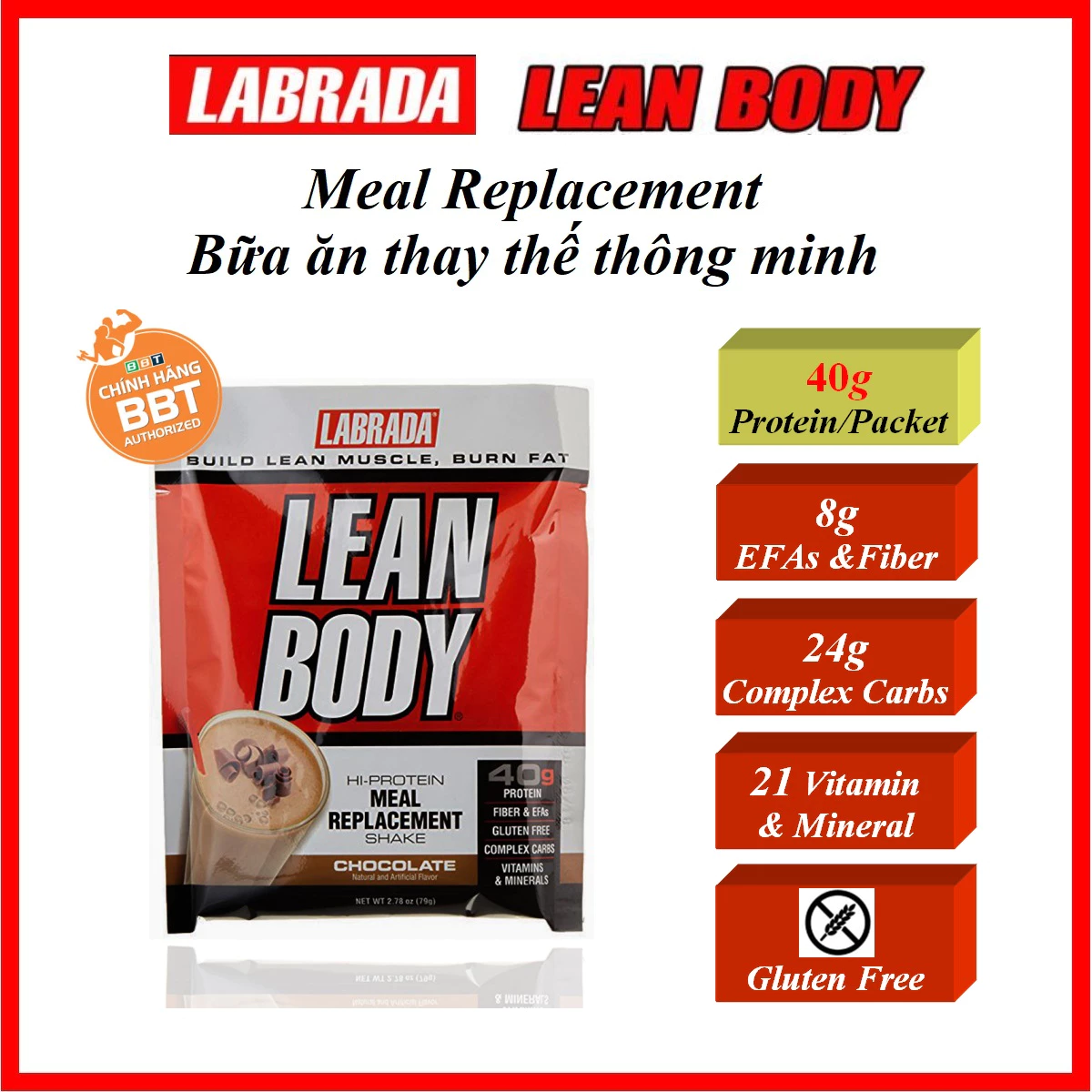 Set 05 gói Lean Body - Gói bữa ăn thay thế tiện lợi, bổ sung Protein, Multivitamin, chất béo, dinh dưỡng đầy đủ