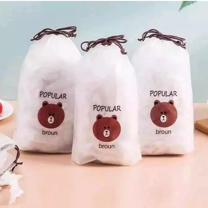 Set 100 Màng Bọc Thực Phẩm Túi Gấu Co Giãn Tái Sử Dụng, Bọc Thực Phẩm Thức Ăn Bảo Quản Tiện Lợi, Nhanh Chóng