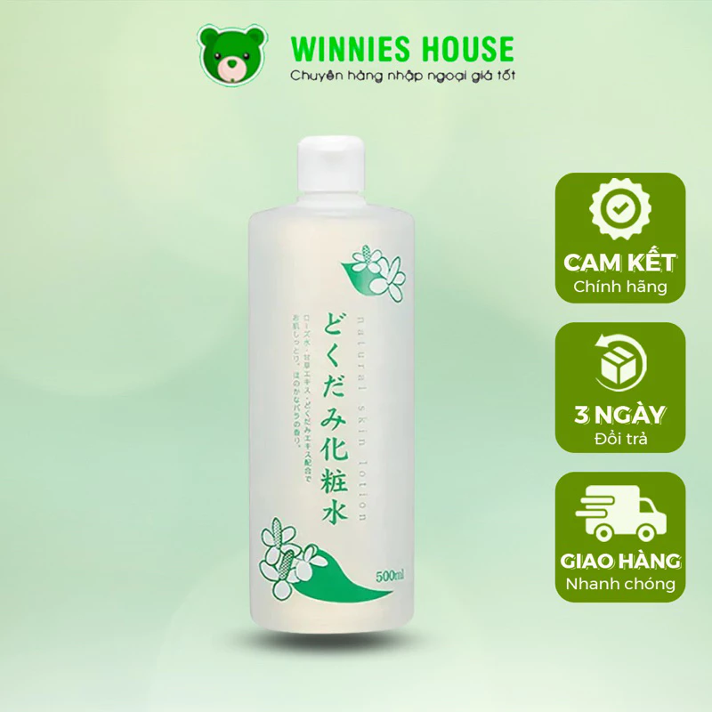 Nước hoa hồng Toner Lotion diếp cá Dokudami Natural Skin giảm mụn se lỗ chân lông 500ml Nhật Bản