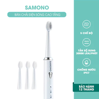 Bàn chải điện Samono SW-ET01 5 chế độ đánh răng tặng kèm 4 đầu bàn chải thay thế mềm mại