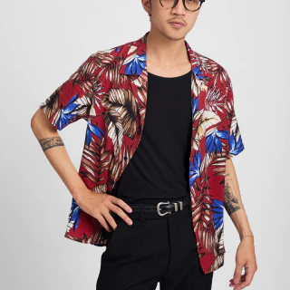 Addikt DayBeer Hawaiian Shirt Hoa Màu Đỏ - Cuban Shirt