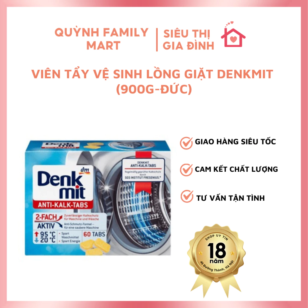 Viên tẩy vệ sinh lồng giặt Denkmit (900g-Đức)