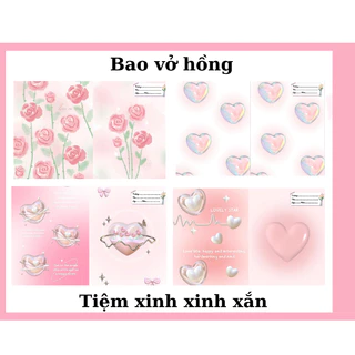 Bìa bao vở, bao sách tone hồng xinh xắn, vở A5-B5, in bao vở theo yêu cầu-TIỆM XINH XINH XẮN