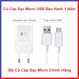 Combo Củ Cáp Sạc Micro USB, Bộ Củ Và Dây Sạc Nhanh Chân Nhỏ, Dùng Cho Các Loại Điện Thoại Sámung - Oppo - Androi