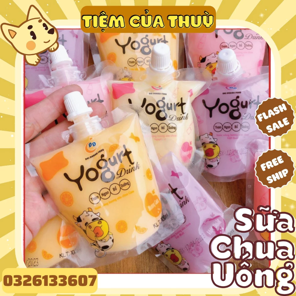 Túi Nước Sữa Chua Trái Cây Yogurt 4 Vị, Sữa Chua Uống Giải Nhiệt, đồ ăn vặt, Bà Tuyết Diamond