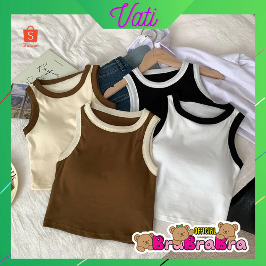 Áo croptop, Áo ba lỗ nữ sát nách vải bozip tăm hàn ôm body, gân mềm mát Vati shop