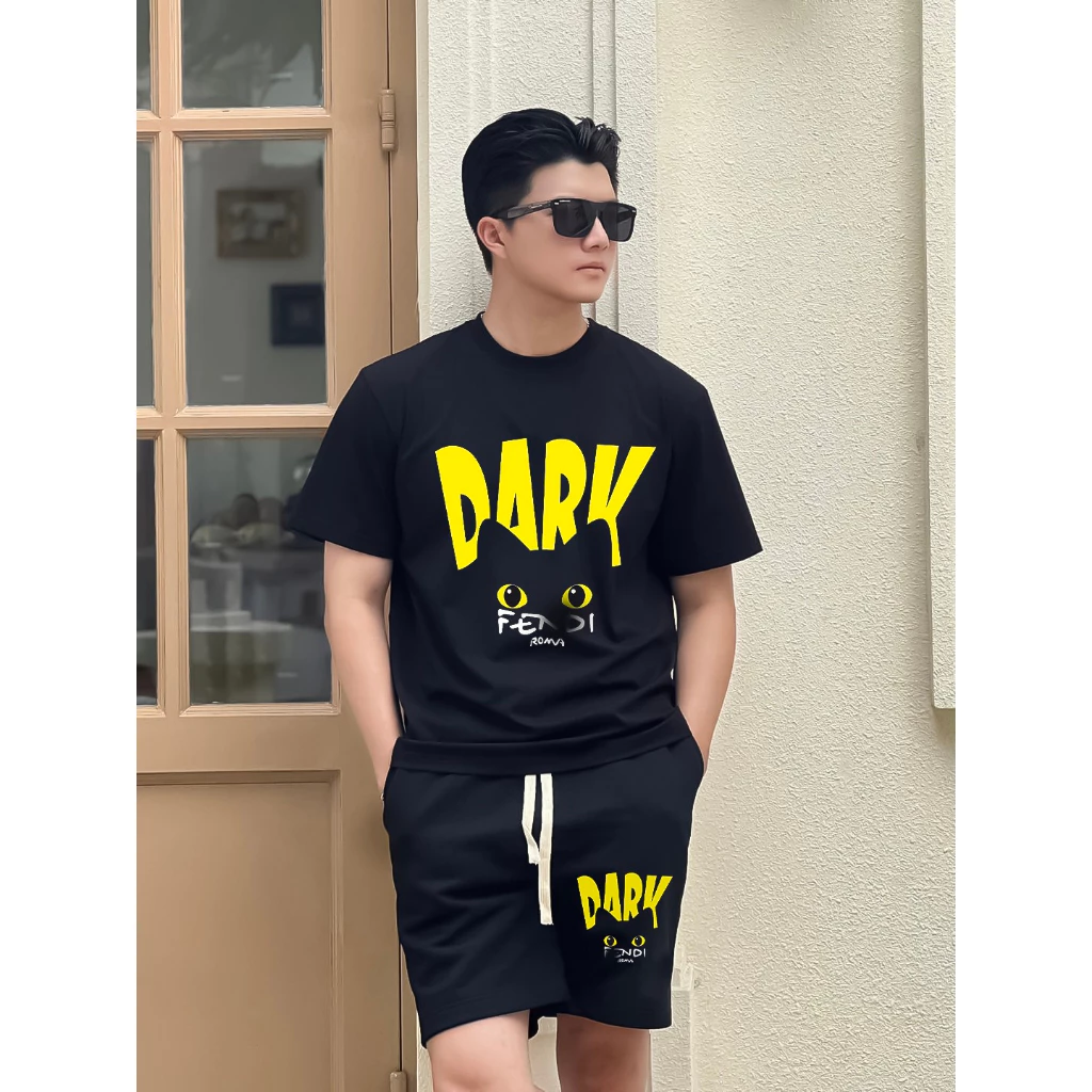 Bộ Thể Thao Hè DARK Vàng Phong Cách Nam Nữ Sành Điệu, Chất Liệu Cotton Khô Mềm Mịn Cao Cấp Hot Trend Hè 2023