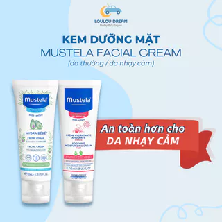 Kem dưỡng mặt cho bé da nhạy cảm / da thường Mustela Soothing Moisturizing Face Cream 40ml [CHÍNH HÃNG]