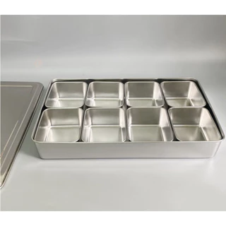 Khay gia vị, đựng topping trà sữa 8 ngăn inox 304 chính hãng Donacook