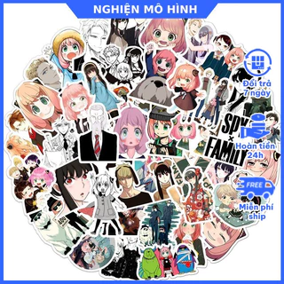 Bộ Sticker hình dán Gia đình điệp viên Spy X Family trang trí vali bàn học nón xe máy