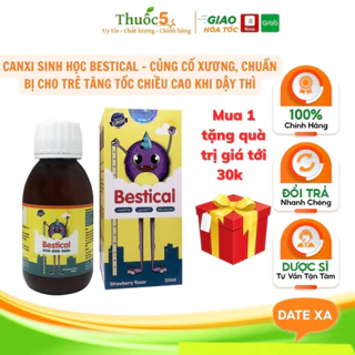 Canxi Bestical vitamin d3k2, canxi sinh học, bổ sung canxi, d3k2 xương răng chắc khỏe chai 120ml chính hãng