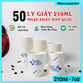 50 cốc giấy 210ml - 7oz CLARA ly giấy dùng 1 lần NHẬP KHẨU HÀN QUỐC