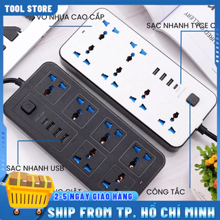 Ổ điện đa chức năng - ổ cắm điện chống giật, cổng TYPE C thế hệ mới và USB 5V sạc nhanh