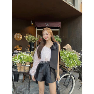 Somee studio Louvre blouse Áo lệch vai phối nơ