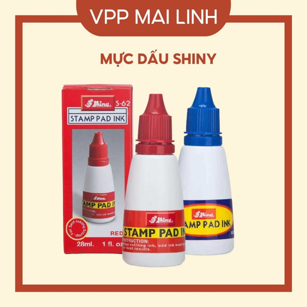 Mực Dấu Shiny S-61/62/63 Đổ Con Dấu Bền Màu Lâu Phai Rõ Nét 28ml