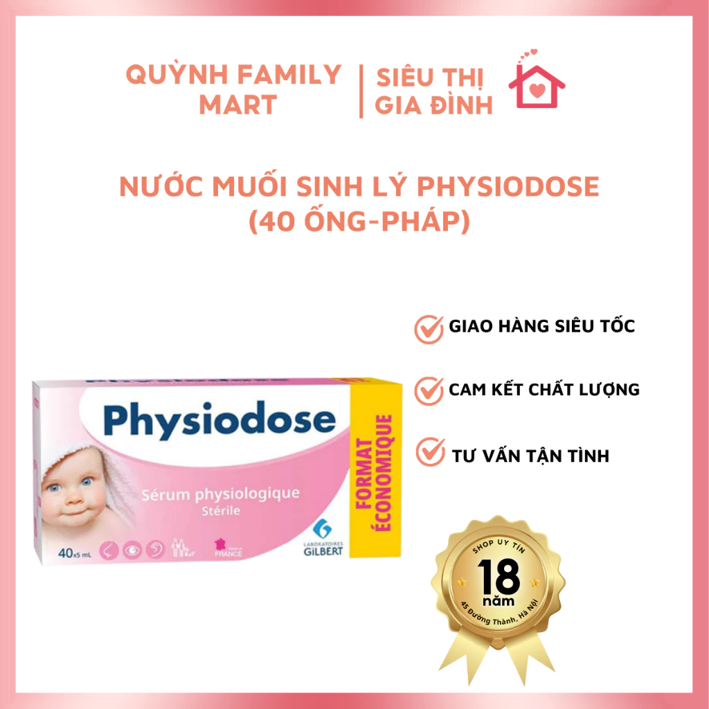 Nước muối sinh lý Physiodose(40 ống-Pháp)