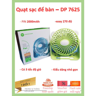 Quạt tích điện để bàn chính hãng DP - 7609, Pin dung lượng cao, có 3 chế độ gió.