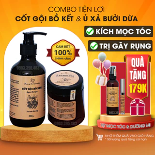 Combo Dầu Gội Xả Bồ Kết Bưởi Dừa Giảm Rụng Tóc Hiệu Quả 80% Trong 1-3 Tuần Tóc Mềm Mượt Bóng Khỏe Tóc Đẹp Như Đi Spa