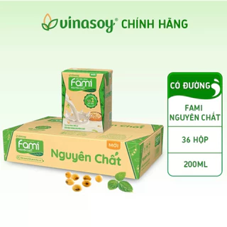 Thùng sữa đậu nành Fami Nguyên chất (36 hộp x 200ml) ( Date Mới Nhất )