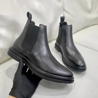 Giày Chelsea Boot Nam Da Bò Cổ Cao Tăng Chiều Cao 4cm