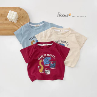 Áo khủng long cho bé A038 BEEMO áo thun bé trai thấm hút mồ hôi tốt, chất liệu cotton mềm mịn, hình in khủng long LEEMON