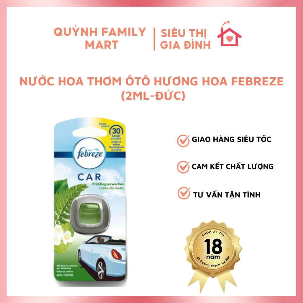 Nước hoa thơm ôtô hương hoa Febreze (2ml-Đức)