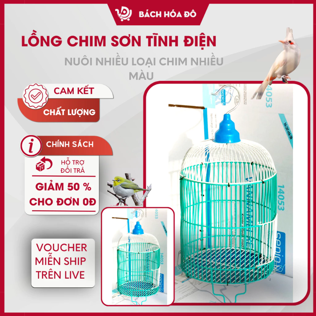 Lồng Nuôi Chim Hút mật,ốc mít,Chim Sâu,Khuyên ,Lồng Tròn Màu Sơn Tĩnh Điện Nuôi Nhiều Loại Chim Shop Bách Hóa Đô