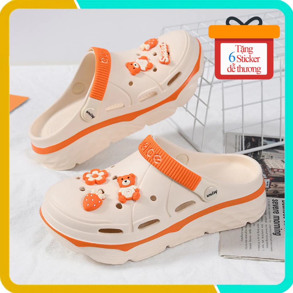 Dép Cross Đế Cao BEICE, Siêu Nhẹ Chống Bám Bẩn, Phong Cách Hàn Quốc, Tặng Kèm 6 Sticker Dễ Thương
