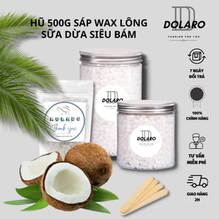 Sáp wax lông sữa dừa DOLARO chất liệu an toàn tự nhiên siêu bám lông tặng kèm que phết